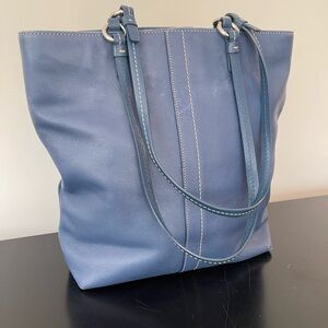 Vintage Coach Blue Leather Tote Purse #9727